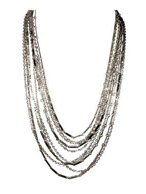 SARAH COVENTRY Cascading Multi-Strand Silver-Tone Necklace 1970's Statement